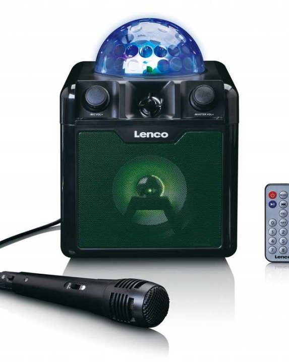 Karaokės kolonėlė su mikrofonu ir disco kamuoliu